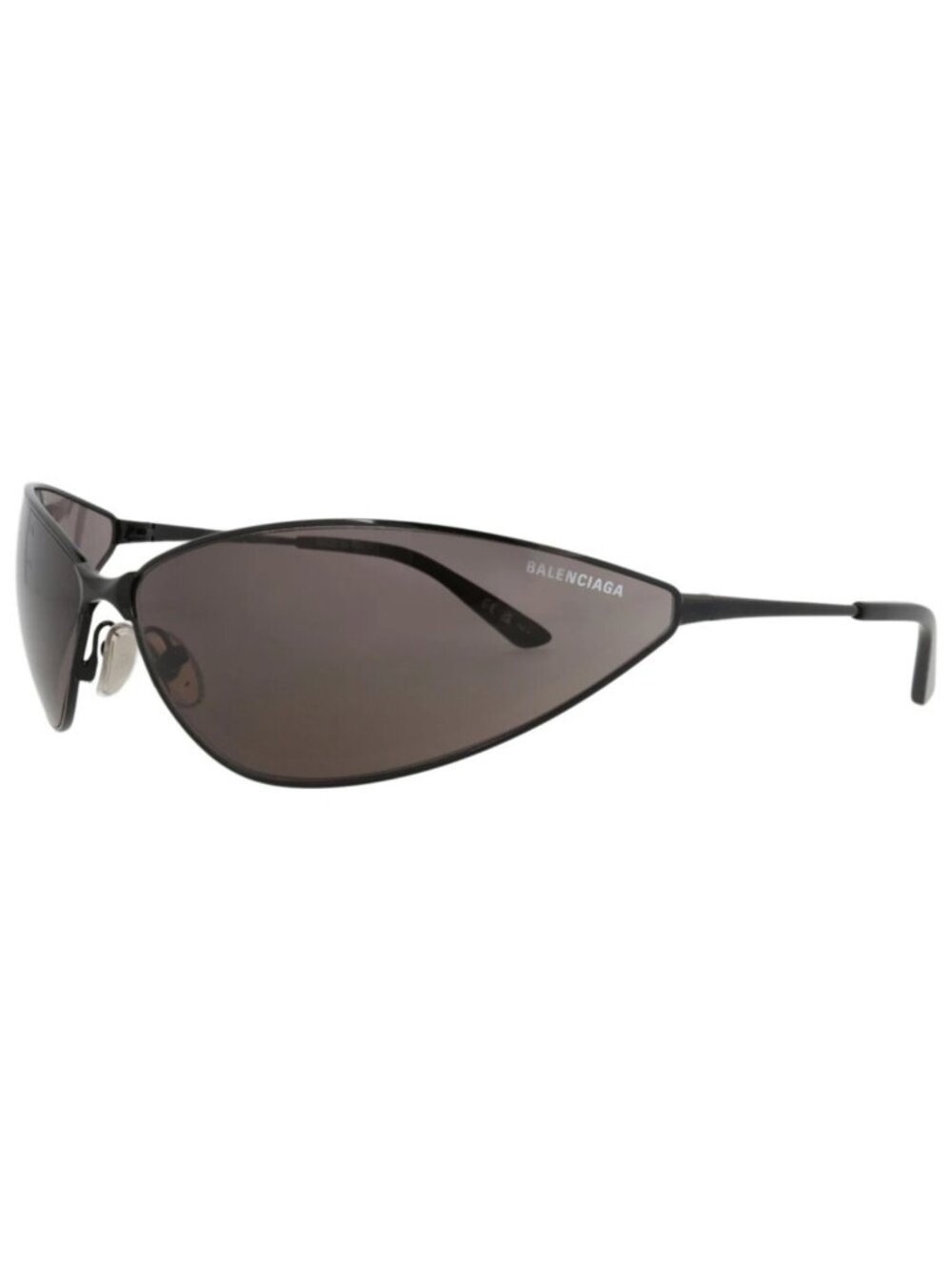 New Balenciaga Women's Sunglasses Shield Wrap Metal Frame Unisex Black Black